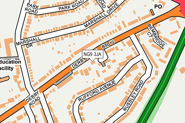 NG9 3JA map - OS OpenMap – Local (Ordnance Survey)