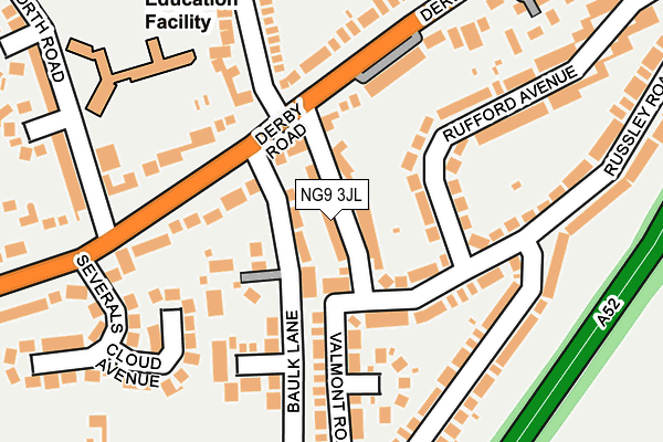 NG9 3JL map - OS OpenMap – Local (Ordnance Survey)