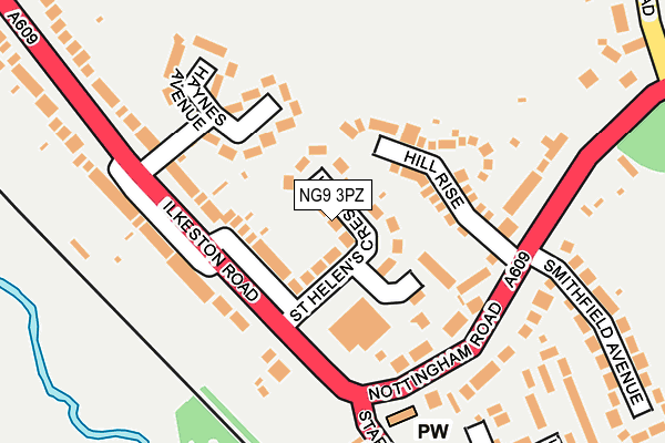 NG9 3PZ map - OS OpenMap – Local (Ordnance Survey)