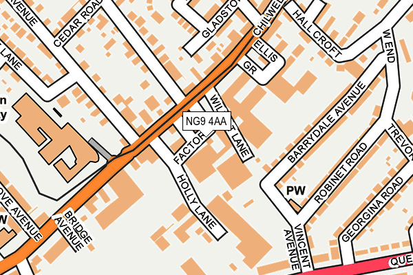 NG9 4AA map - OS OpenMap – Local (Ordnance Survey)