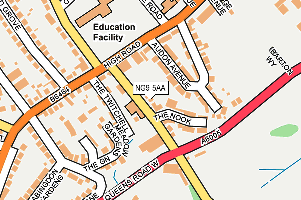 NG9 5AA map - OS OpenMap – Local (Ordnance Survey)