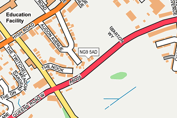 NG9 5AD map - OS OpenMap – Local (Ordnance Survey)