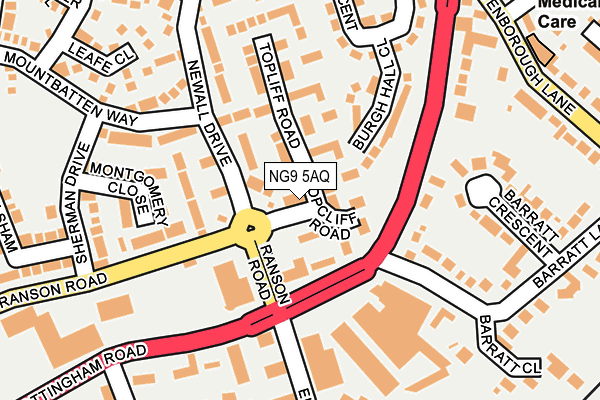 NG9 5AQ map - OS OpenMap – Local (Ordnance Survey)