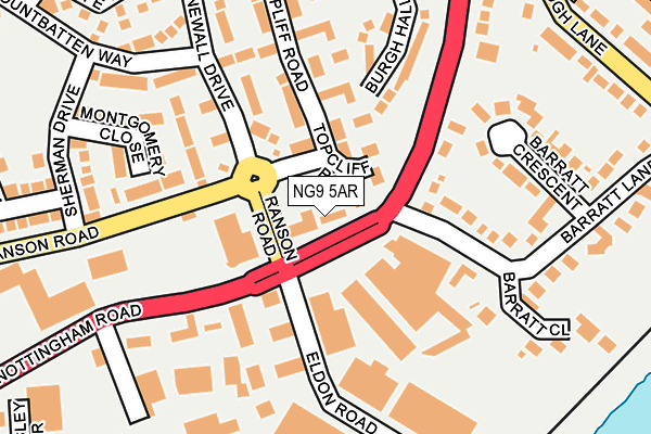 NG9 5AR map - OS OpenMap – Local (Ordnance Survey)
