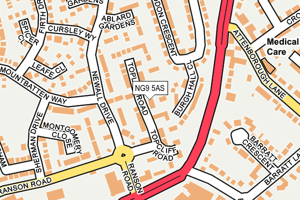 NG9 5AS map - OS OpenMap – Local (Ordnance Survey)