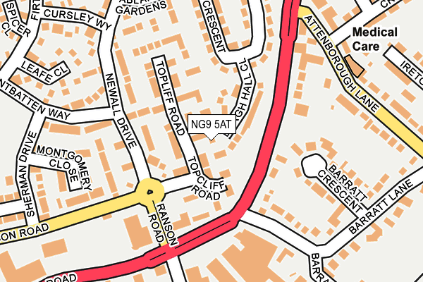 NG9 5AT map - OS OpenMap – Local (Ordnance Survey)