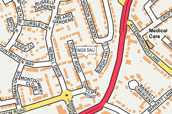 NG9 5AU map - OS OpenMap – Local (Ordnance Survey)