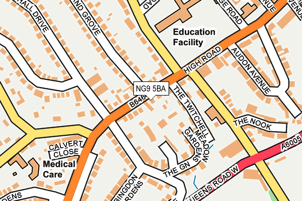 NG9 5BA map - OS OpenMap – Local (Ordnance Survey)