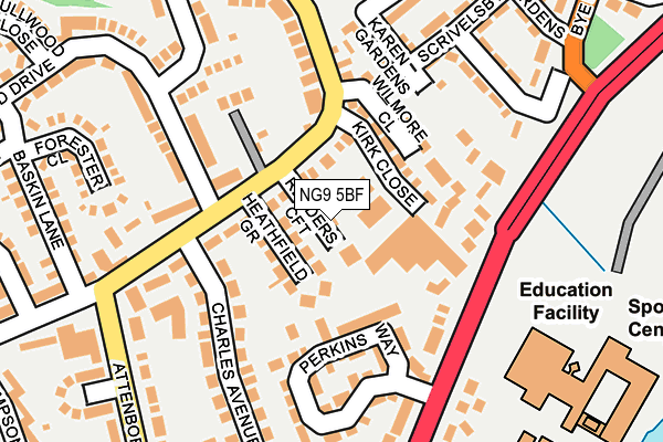 NG9 5BF map - OS OpenMap – Local (Ordnance Survey)