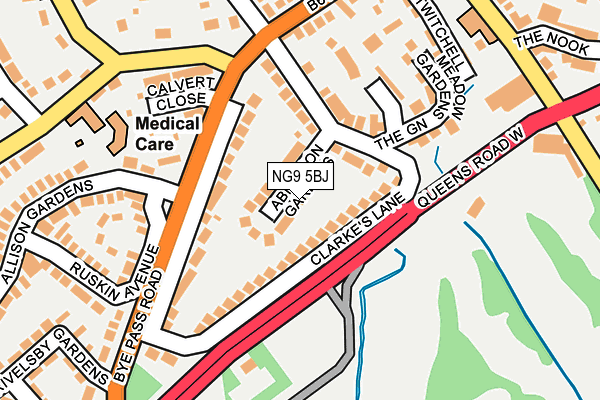 NG9 5BJ map - OS OpenMap – Local (Ordnance Survey)