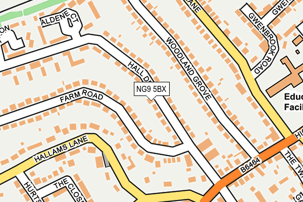 NG9 5BX map - OS OpenMap – Local (Ordnance Survey)