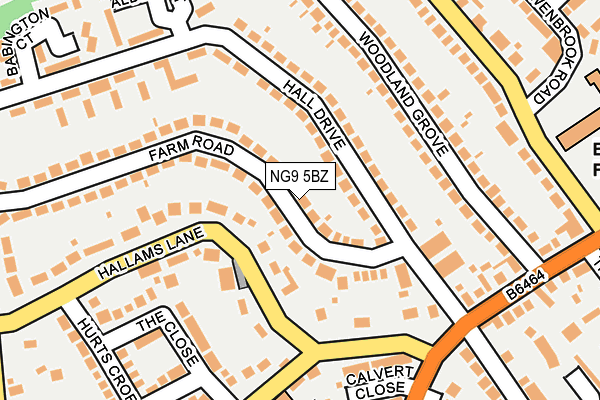 NG9 5BZ map - OS OpenMap – Local (Ordnance Survey)