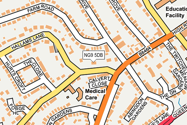 NG9 5DB map - OS OpenMap – Local (Ordnance Survey)