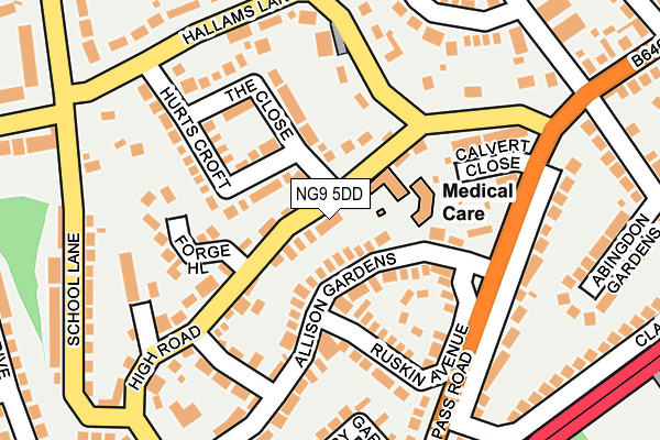 NG9 5DD map - OS OpenMap – Local (Ordnance Survey)