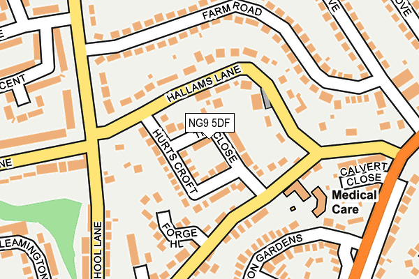 NG9 5DF map - OS OpenMap – Local (Ordnance Survey)