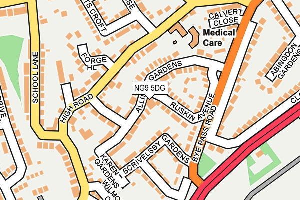 NG9 5DG map - OS OpenMap – Local (Ordnance Survey)
