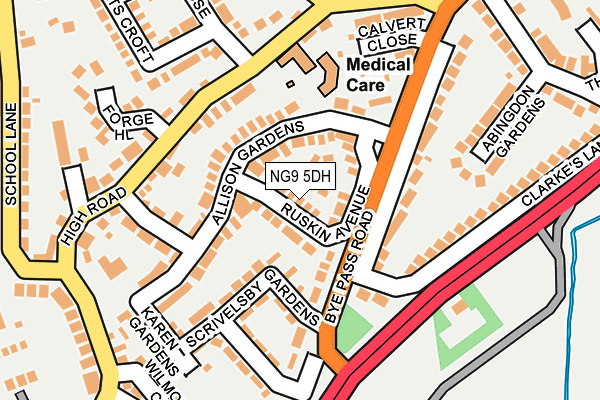NG9 5DH map - OS OpenMap – Local (Ordnance Survey)