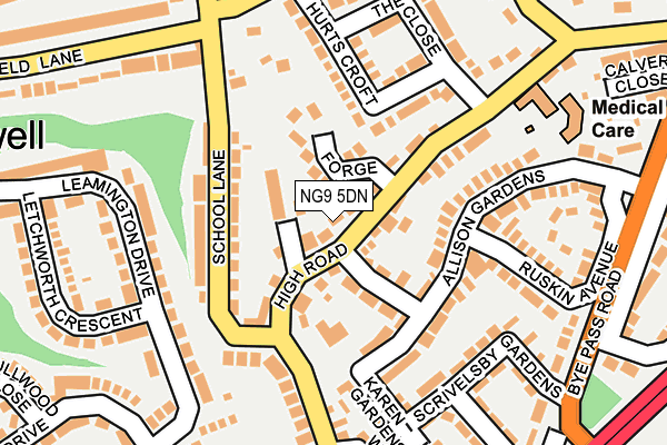 NG9 5DN map - OS OpenMap – Local (Ordnance Survey)