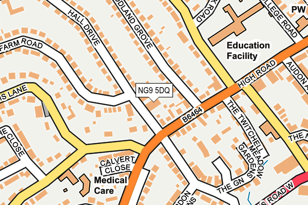NG9 5DQ map - OS OpenMap – Local (Ordnance Survey)