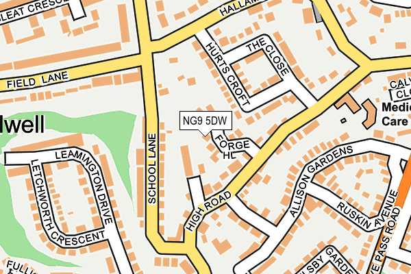 NG9 5DW map - OS OpenMap – Local (Ordnance Survey)