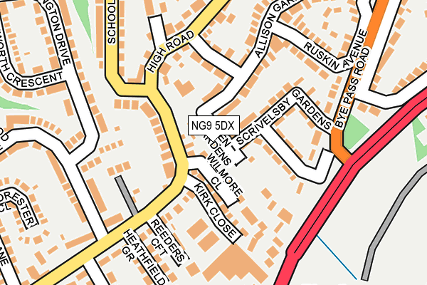 NG9 5DX map - OS OpenMap – Local (Ordnance Survey)