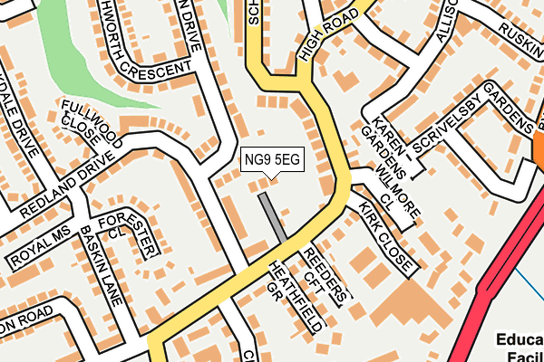 NG9 5EG map - OS OpenMap – Local (Ordnance Survey)