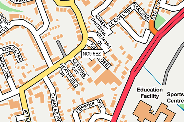 NG9 5EZ map - OS OpenMap – Local (Ordnance Survey)