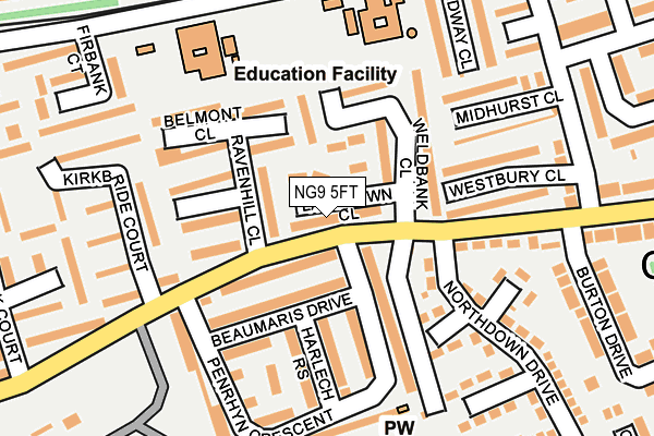 NG9 5FT map - OS OpenMap – Local (Ordnance Survey)