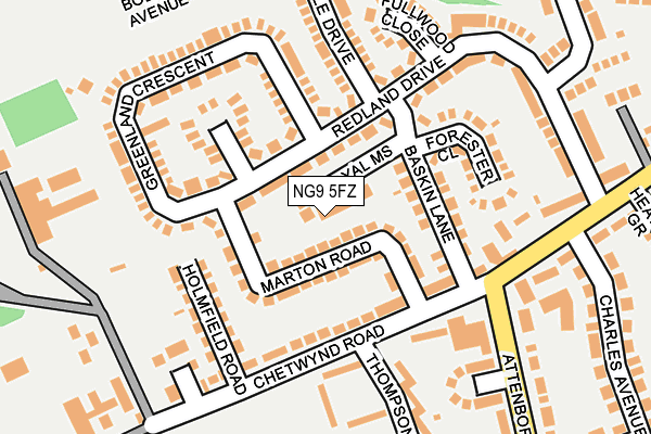 NG9 5FZ map - OS OpenMap – Local (Ordnance Survey)