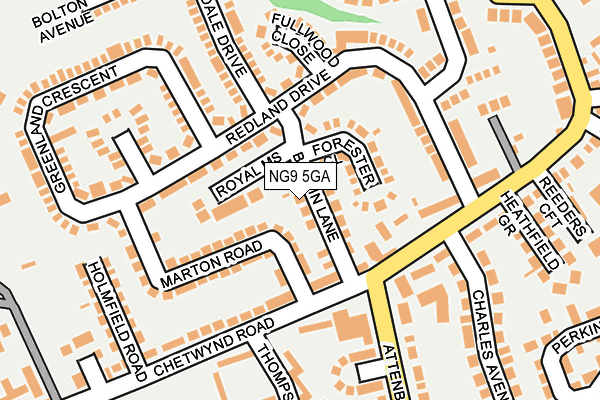 NG9 5GA map - OS OpenMap – Local (Ordnance Survey)