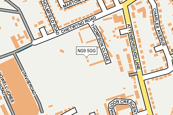 NG9 5GG map - OS OpenMap – Local (Ordnance Survey)
