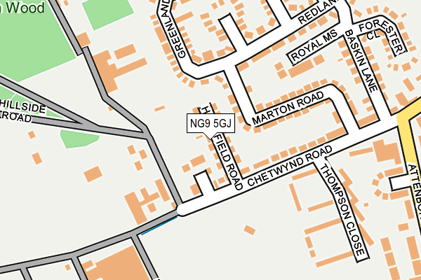 NG9 5GJ map - OS OpenMap – Local (Ordnance Survey)
