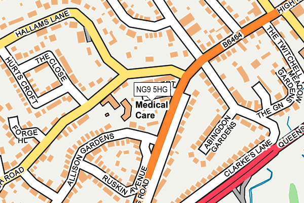 NG9 5HG map - OS OpenMap – Local (Ordnance Survey)