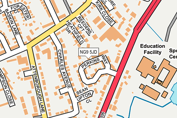 NG9 5JD map - OS OpenMap – Local (Ordnance Survey)