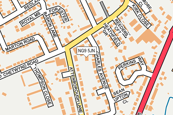 NG9 5JN map - OS OpenMap – Local (Ordnance Survey)