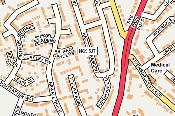 NG9 5JT map - OS OpenMap – Local (Ordnance Survey)
