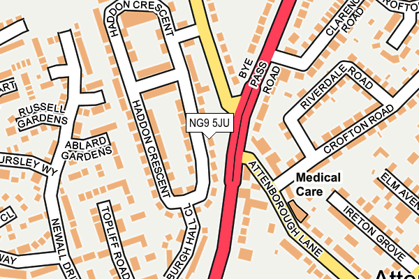 NG9 5JU map - OS OpenMap – Local (Ordnance Survey)