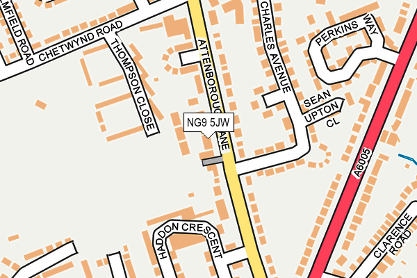 NG9 5JW map - OS OpenMap – Local (Ordnance Survey)