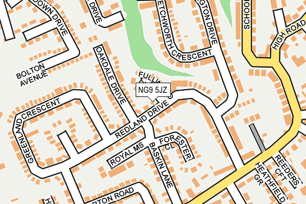 NG9 5JZ map - OS OpenMap – Local (Ordnance Survey)