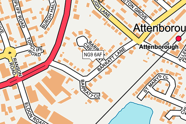 NG9 6AF map - OS OpenMap – Local (Ordnance Survey)