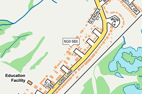 NG9 6BX map - OS OpenMap – Local (Ordnance Survey)