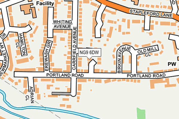 NG9 6DW map - OS OpenMap – Local (Ordnance Survey)