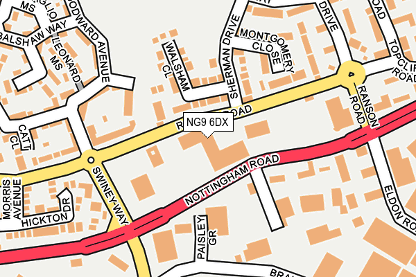 NG9 6DX map - OS OpenMap – Local (Ordnance Survey)