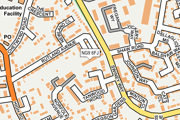 NG9 6FJ map - OS OpenMap – Local (Ordnance Survey)