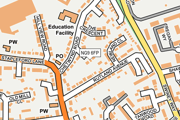 NG9 6FP map - OS OpenMap – Local (Ordnance Survey)
