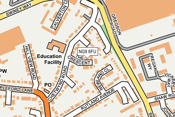 NG9 6FU map - OS OpenMap – Local (Ordnance Survey)