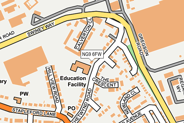 NG9 6FW map - OS OpenMap – Local (Ordnance Survey)