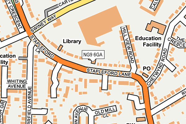 NG9 6GA map - OS OpenMap – Local (Ordnance Survey)