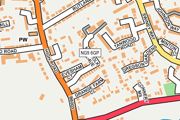 NG9 6GP map - OS OpenMap – Local (Ordnance Survey)