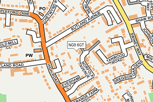 NG9 6GT map - OS OpenMap – Local (Ordnance Survey)